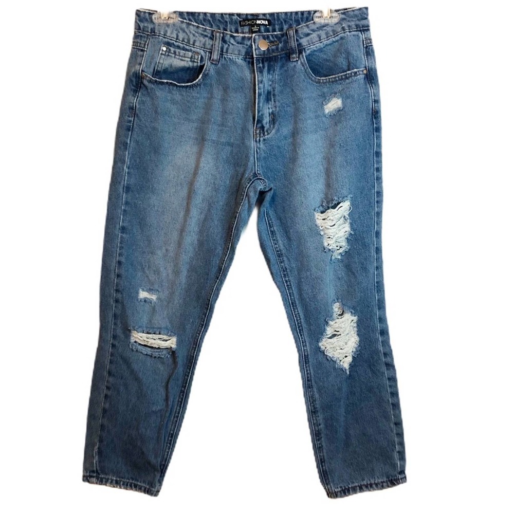 Fashion Nova Denim Distressed Boyfriend Mom Jeans